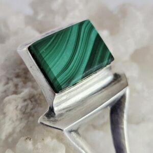 Vintage Sterling Silver Malachite Sepcio Brooch / Pin Mexican Vintage 925